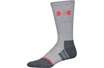 Image of Under Armour All Season Wool Boot Socks, Heather Gray/Rocket Red, 9-11 Medium, U046-HGR/RKT-MD