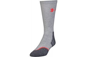 Image of Under Armour All Season Wool Boot Socks, Heather Gray/Rocket Red, 9-11 Medium, U046-HGR/RKT-MD