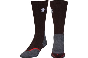 Image of Under Armour All Season Wool Boot Socks, Maverick Brown/White, 10-13 Large, U046-MBR/WHT-LG