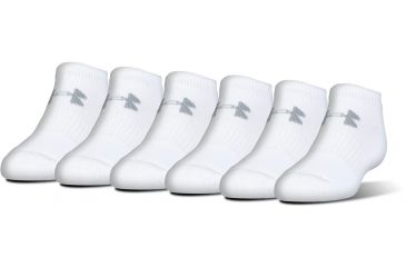Image of Under Armour Charged Cotton 2.0 Socks, Pack of 6, White/Gray, 9-11 Medium, U320-WHT/GRY-MD