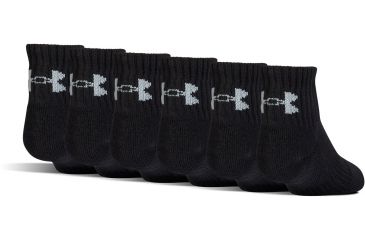 Image of Under Armour Charged Cotton 2.0 Socks, Pack of 6, Black/Gray, 9-11 Medium, U321-BLK/GRY-MD