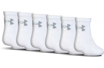 Image of Under Armour Charged Cotton 2.0 Socks, Pack of 6, White/Gray, 13-15 Extra Large, U321-WHT/GRY-XL