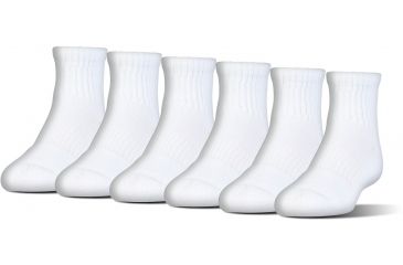 Image of Under Armour Charged Cotton 2.0 Socks, Pack of 6, White/Gray, 13-15 Extra Large, U321-WHT/GRY-XL