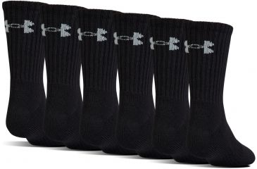Image of Under Armour Charged Cotton 2.0 Socks, Pack of 6, Black/Gray, 13-15 Extra Large, U322-BLK/GRY-XL