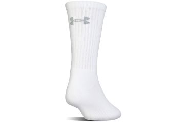 Image of Under Armour Charged Cotton 2.0 Socks, Pack of 6, White/Gray, 9-11 Medium, U322-WHT/GRY-MD