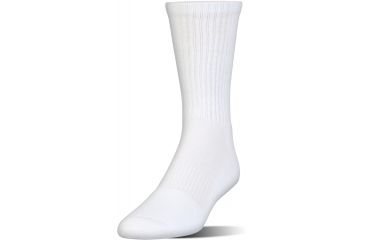Image of Under Armour Charged Cotton 2.0 Socks, Pack of 6, White/Gray, 9-11 Medium, U322-WHT/GRY-MD