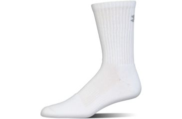 Image of Under Armour Charged Cotton 2.0 Socks, Pack of 6, White/Gray, 9-11 Medium, U322-WHT/GRY-MD