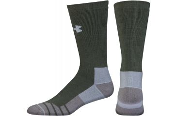 Image of Under Armour Mens Hitch Heavy 3.0 Socks, Combat Green/Steel, 9-11 Medium, U730-COM/STL-MD