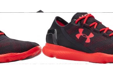 Image of Under Armour SpeedForm Apollo Vent Road Running Shoe - Men's-Black/Red-Medium-9.5 US
