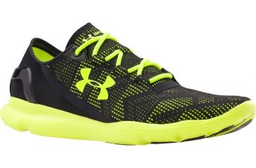 Image of Under Armour SpeedForm Apollo Vent Road Running Shoe - Mens-Black/Yellow-Medium-10.5 US