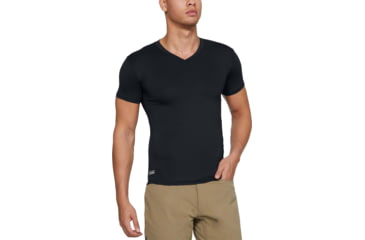 Image of Under Armour Tactical HeatGear Compression V-Neck T-Shirt - Mens, Black, 3X-Large, 12160100013X