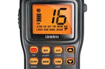 Image of Uniden JIS8 Submersible Handheld 2-Way VHF Marine Radio, Black, 12 hr. Battery Life, 1Watt/5Watts, MHS75
