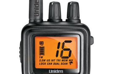 Image of Uniden JIS8 Submersible Handheld 2-Way VHF Marine Radio, Black, 12 hr. Battery Life, 1Watt/5Watts, MHS75