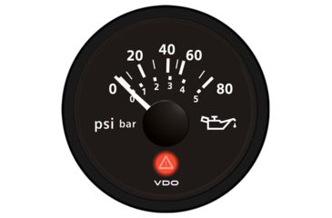 Image of VDO Viewline Onyx 80 PSI/5 Bar Oil Pressure Gauge 12/24V - Use with VDO Sender 61126