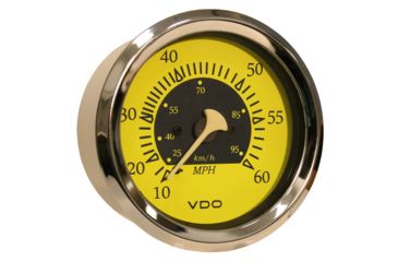 Image of VDO Yellow/Blue 60MPH 3-3/8" 85mm Pitot Speedometer Allentare 61103