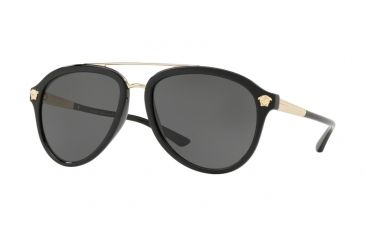 Image of Versace VE4341 Progressive Prescription Sunglasses, 58mm, Black, VE4341-GB1-87-58-PRO