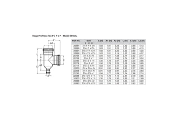 Image of Viega ProPress XL 2-1/2in Copper Tee - Triple Press Connection - Smart Connect Technology, 20683