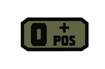 Image of Voodoo Tactical Blood Type Rubber Patch, O+, OD Green, 07-0995004000