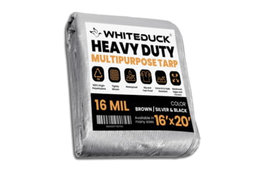 Image of White Duck Super Heavy Duty Poly Tarp, Silver/Black, 16x20ft, PT-16x20-SB