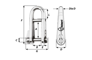 Image of Wichard Marine HR Key Pin Shackle With Bar - 5mm Pin Diameter, 91432