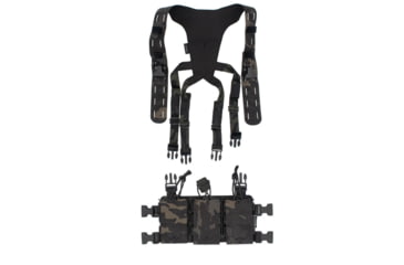 Image of Wilder Tactical Hitman Gear Lightweight Triple Rifle Placard W/ Shoulder Harness V1, Multicam Black, Adjustable, HMGCR09MCB