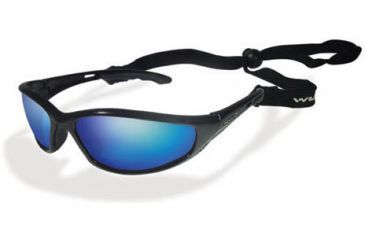 Image of Wiley X P-23 Polarized Blue Lunar Mirror / Gloss Black Sunglasses