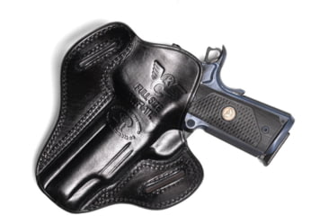 Image of Wilson Combat Optic Ready Cowhide Outside the Waistband Holster w/Rail, Full Size 1911, Right, Black, OR1BLSR15R