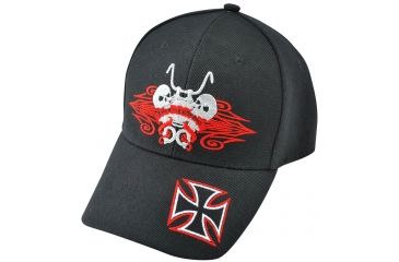 Image of Zan Headgear 3-D Embroidered Black Cap Ride Hard Skull CPA140