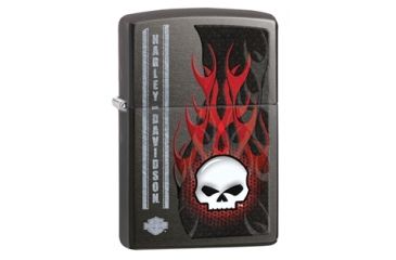 Image of Zippo Harley-Davidson Flaming Skull Lighter, Gray Dusk 28618