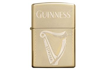 Image of Zippo Harp Guinness High Polish Brass Pocket Lighter, 29651