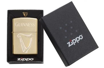 Image of Zippo Harp Guinness High Polish Brass Pocket Lighter, 29651