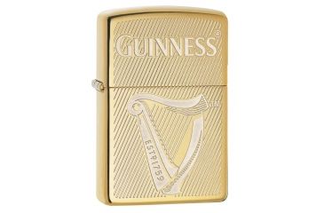 Image of Zippo Harp Guinness High Polish Brass Pocket Lighter, 29651