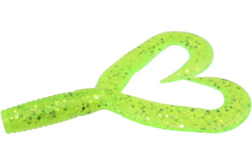 Image of Zoom Creepy Crawler Tail Grub/Trailer, 16 Pack, 3in, Chartreuse Glitter, 020047X