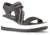 Cougar Hibiscus Leather Wedge Womans Sandals, Black, 11, Hibiscus-Black-11