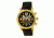 Mens Alpin Watch,45mm,Black Dial,Gold Bezel,Dark Brown Leather Strap