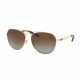 Coach L1614 HC7069 Single Vision Prescription Sunglasses, 60mm, Gold Silver/Dark Tortoise, HC7069-9295T5-60-SV