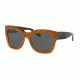 Coach L1649 HC8213 Sunglasses 547187-56 - Amber Saddle Glitter Frame, Dark Grey Solid Lenses