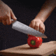 Cool Hand Cocobolo Fixed Blade Chef's Knife, 13in Overall, VG-10 Damascus Steel, 8in Hammered Blade, Cocobolo Wood Handle, 7198DCB