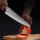 Cool Hand Hammered Ebony Chef's Knife, 13in Overall, 8in Hammered 440C Stainless Blade, Ebony Wood Handle, 7198CE