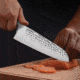 Cool Hand Santoku Ebony Fixed Blade Knife, 12in Overall, 7in Hammered Finish 440C Stainless Blade, Ebony Wood Handle, 7197CE