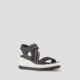 Cougar Hibiscus Leather Wedge Womans Sandals, Black, 10, Hibiscus-Black-10