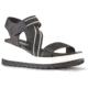 Cougar Hibiscus Leather Wedge Womans Sandals, Black, 11, Hibiscus-Black-11