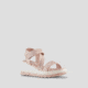 Cougar Hibiscus Leather Wedge Womans Sandals, Shell, 10, Hibiscus-Shell-10