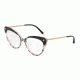 Dolce&amp;Gabbana DG3291 Eyeglass Frames 3173-52 - Top Black On Print Rose/stripe Frame