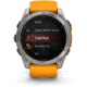 Garmin fenix 8 AMOLED 51mm GPS Watch, Sapphire, Titanium with Spark Orange/Graphite Silicone Band, 010-02905-10