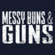 Grunt Style Messy Buns &amp; Guns Long Sleeve T-Shirt - Womens, Midnight Navy, Large, GS4398-L