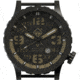 Hazard 4 Heavy Water Diver, 50mm Black Titanium GMT Watch with Tritium, Black Dial, Earth Texts, Green/Yellow Tritium, HWD-TIPV-G-E-KE-GGYG