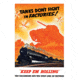 iCanvas WWII Poster Of Tanks Rolling Into Battle And A Locomotive In by Stocktrek Images Canvas Print, Multi, 18x12 TRK168-1PC3-18x12