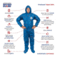 International Enviroguard ViroGuard 2404 Coverall w/Hood, Boot, Elastic Wrist and Back, Blue, L, Case 25, 2404-L