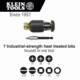 Klein Tools 8in1 Multi-Bit Adjustable Length Stubby Screwdriver, Black, 32308